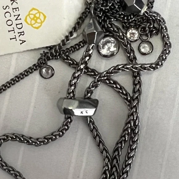 NWT Rare & Retired Kendra Scott Anastasia Bib Statement Necklace Hematite & CZ’s - Picture 11 of 17